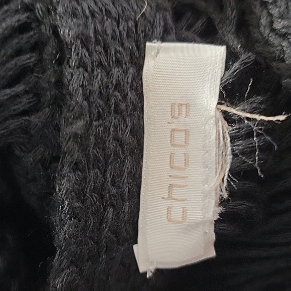 CHICO'S Black Open Weave Crochet 90's Blouse Large - Picture 7 of 7